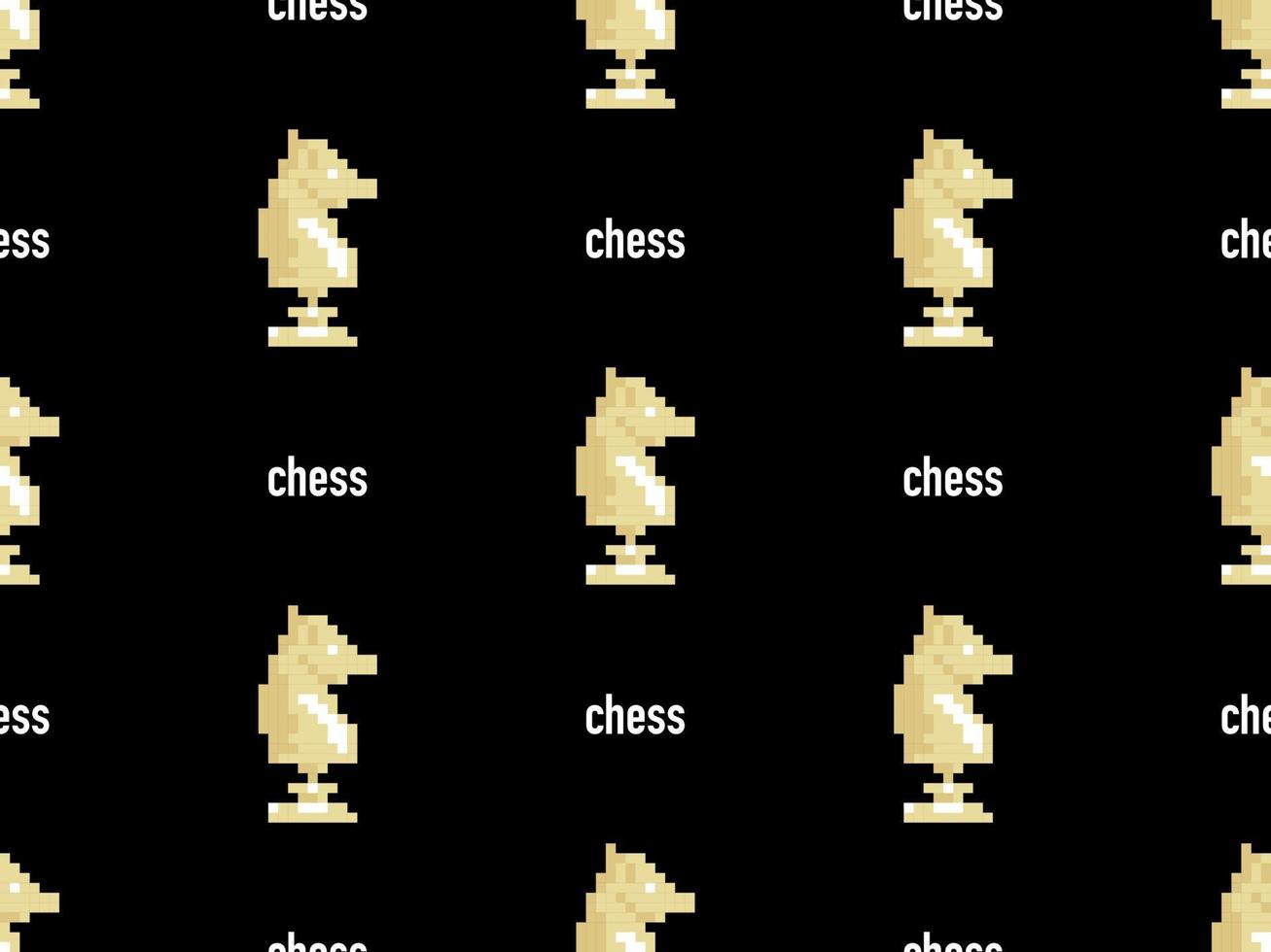 personaje de dibujos animados de ajedrez de patrones sin fisuras sobre fondo negro. estilo de píxel vector