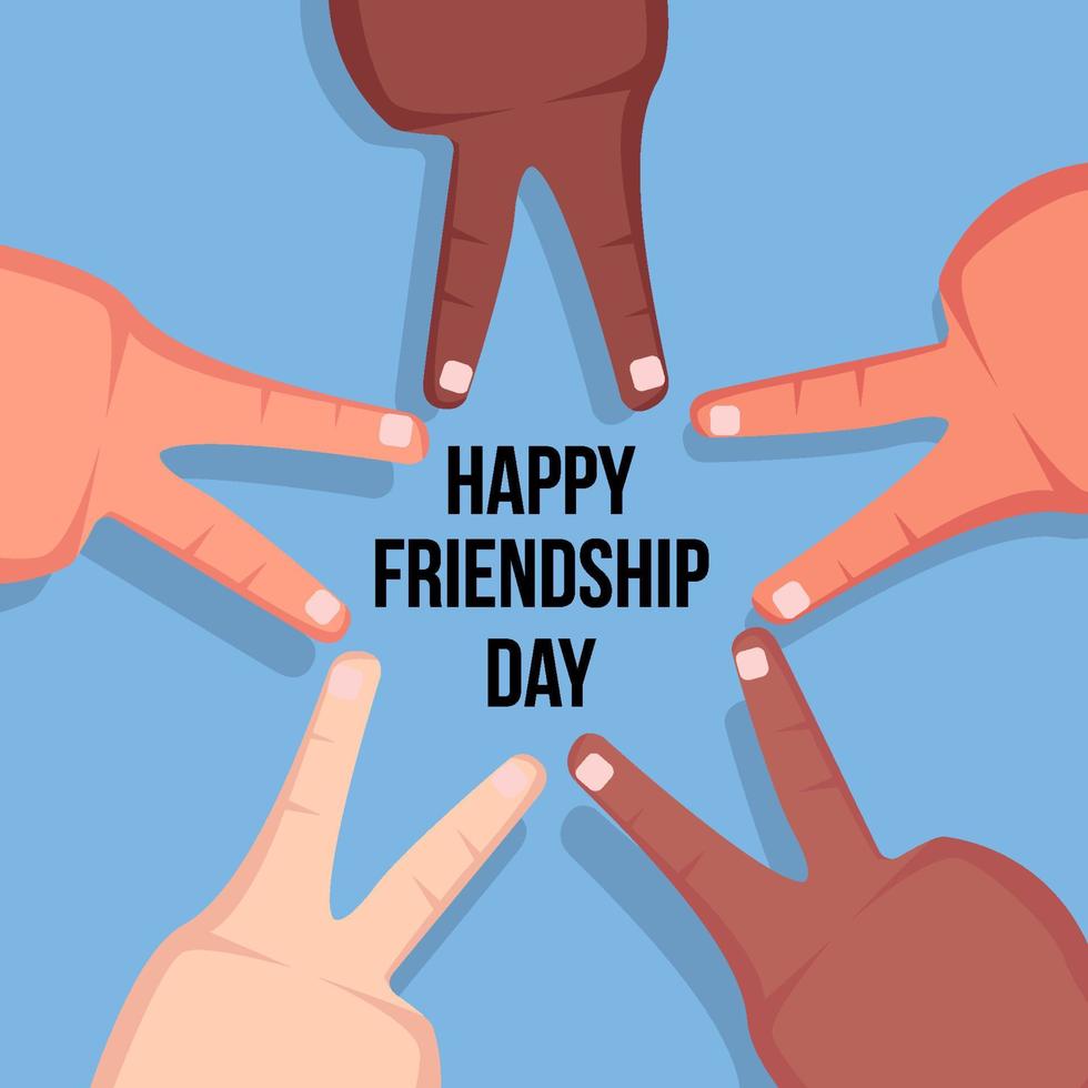 friendship day illustration with fingers make star shape vector