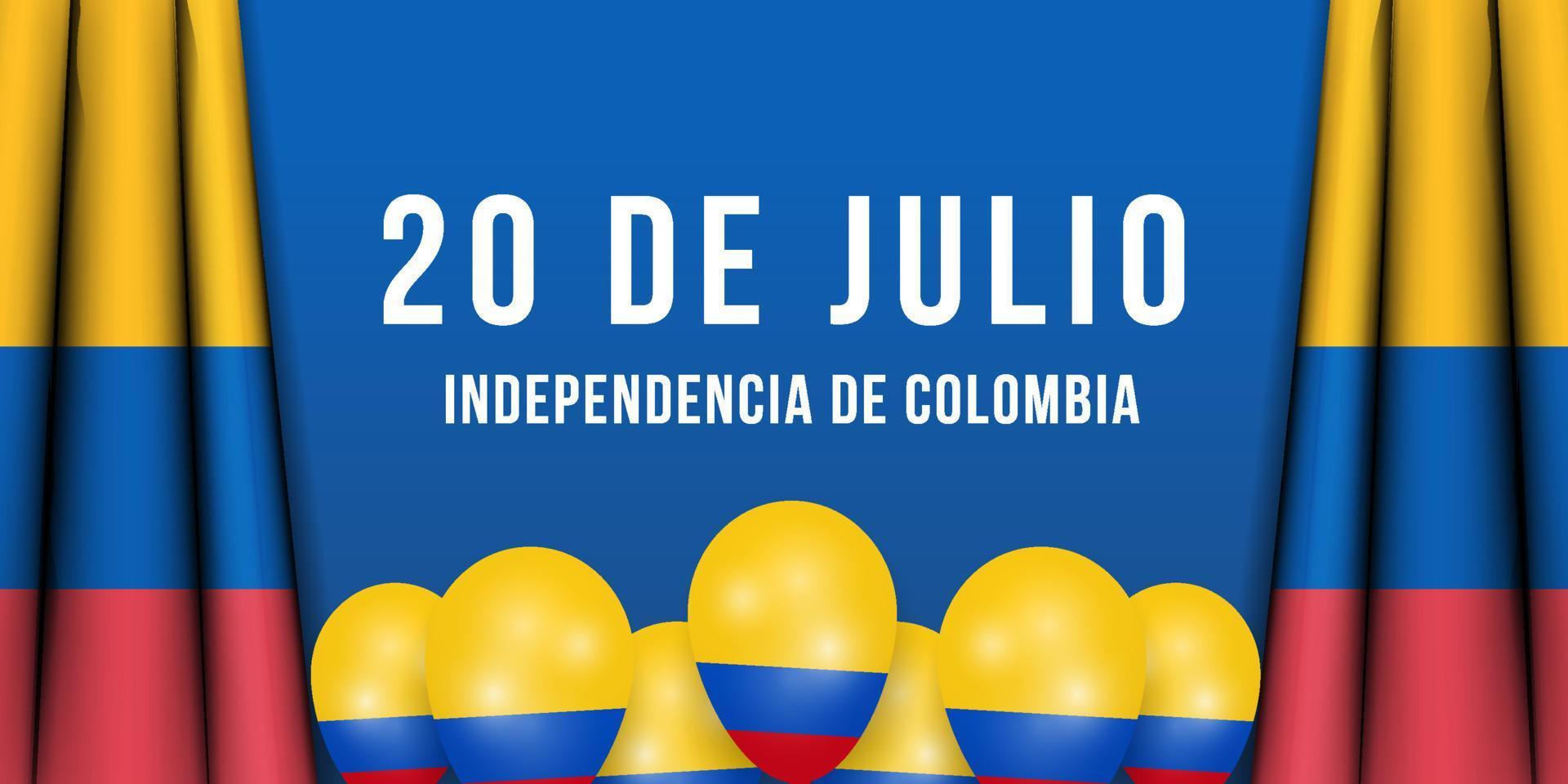 20 de julio colombia independence illustration with realistic colombian