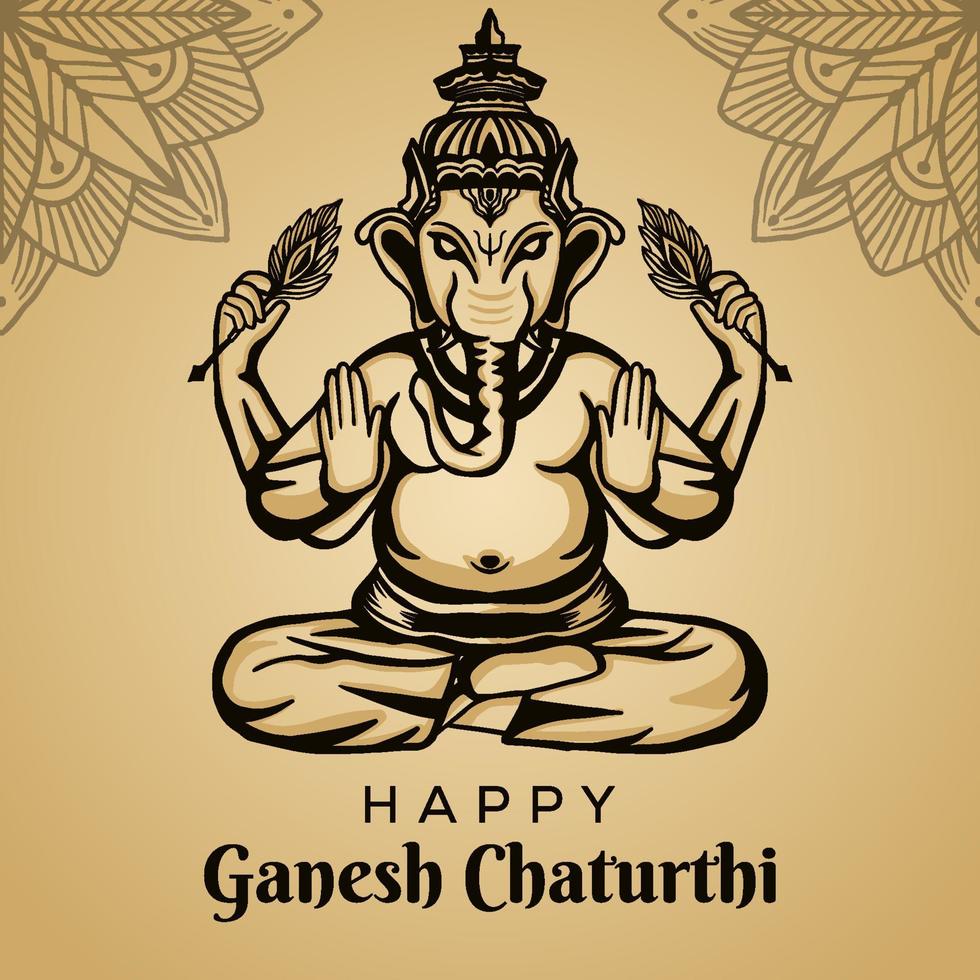 happy Ganesh chaturthi illustration for Indian festival vector