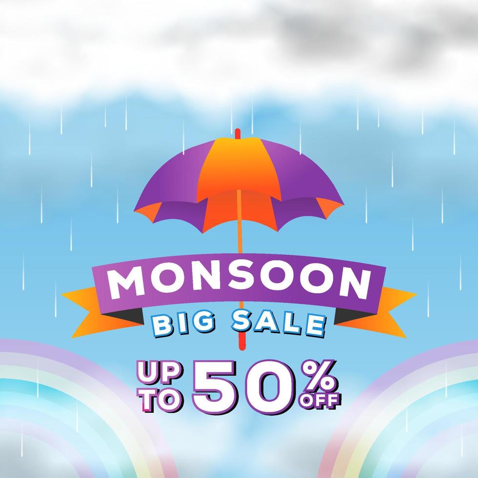 monsoon season gradient sale banner poster illustration vector