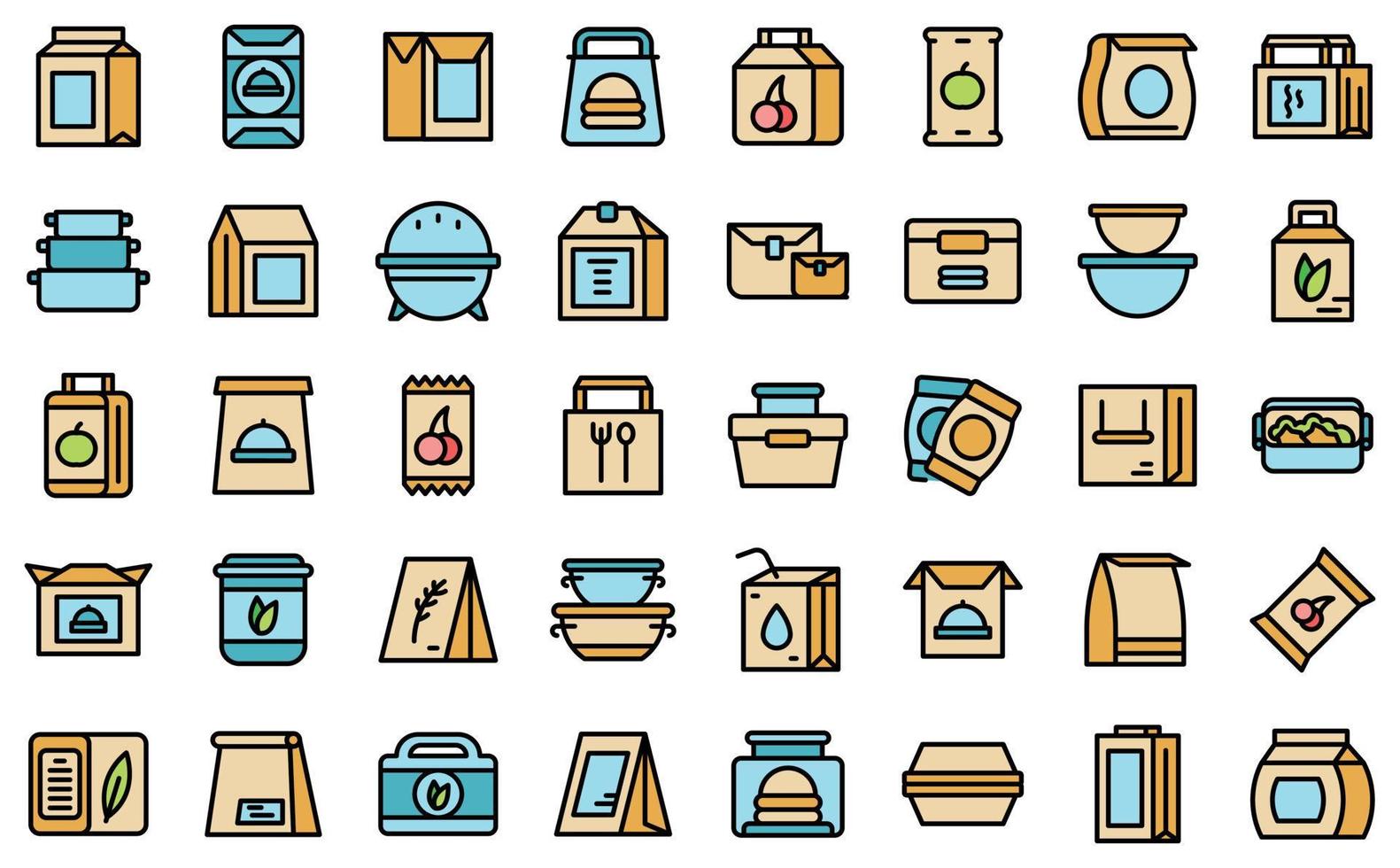 Snack pack icons set vector flat