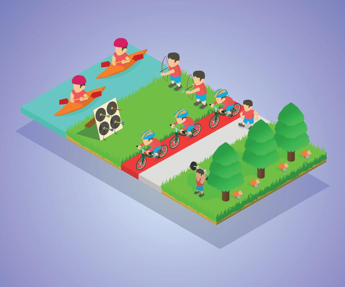 Sport park concept banner, isometric style vector