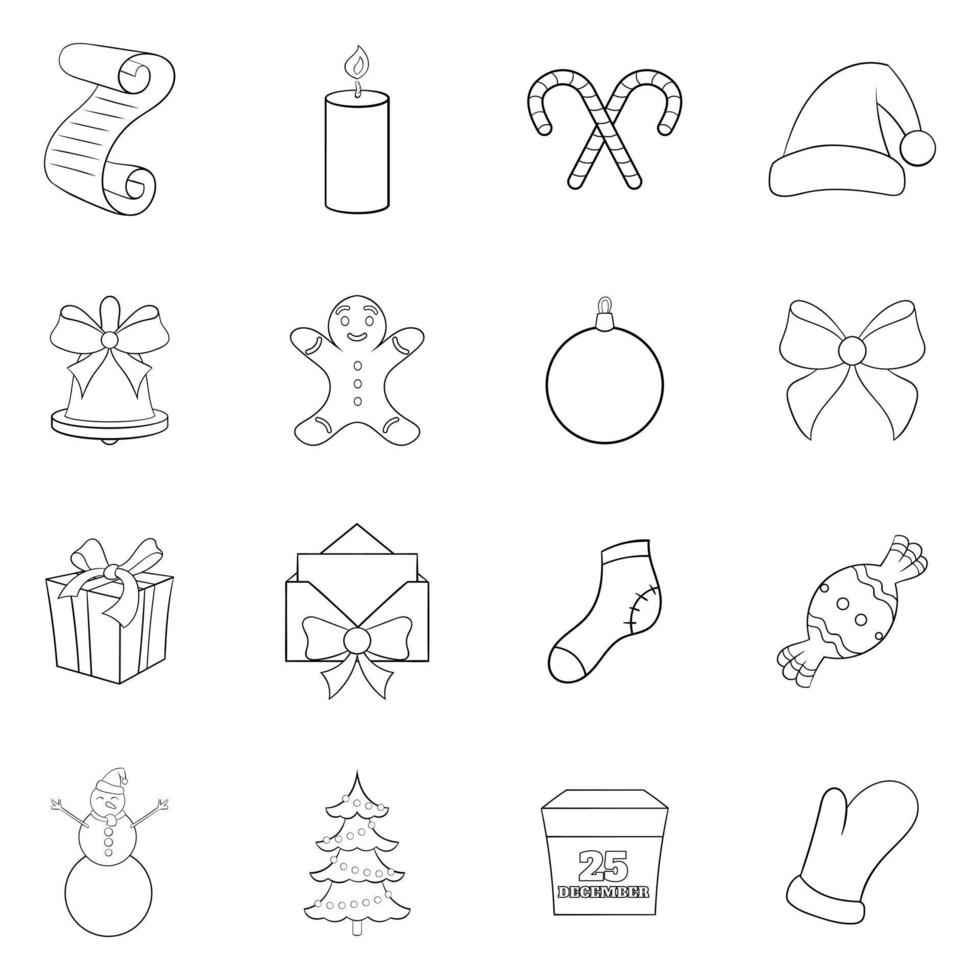 Christmas icon set outline vector