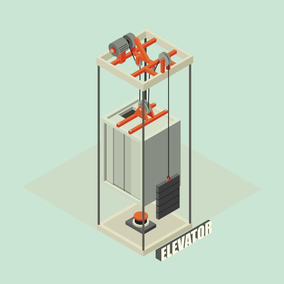 Big building elevator concept background, isometric style vector