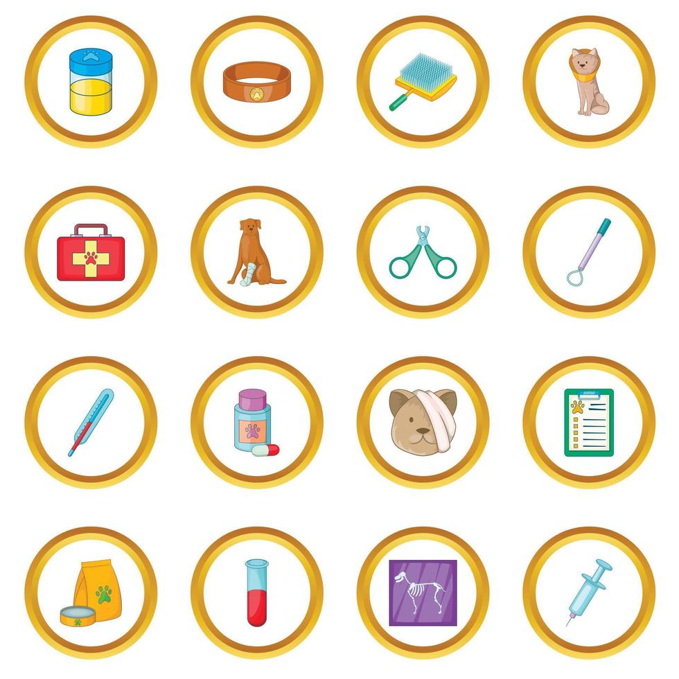 Veterinary clinic icons circle vector