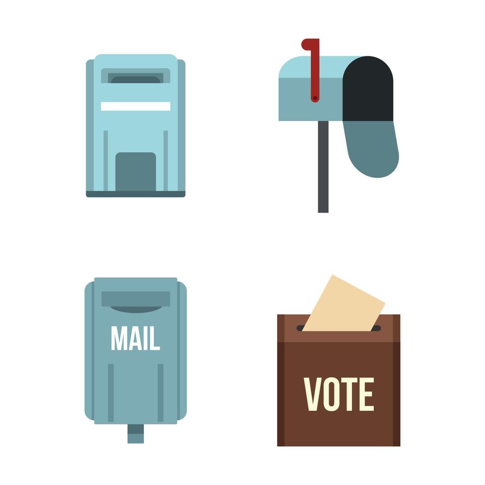 Mail box icon set, flat style vector