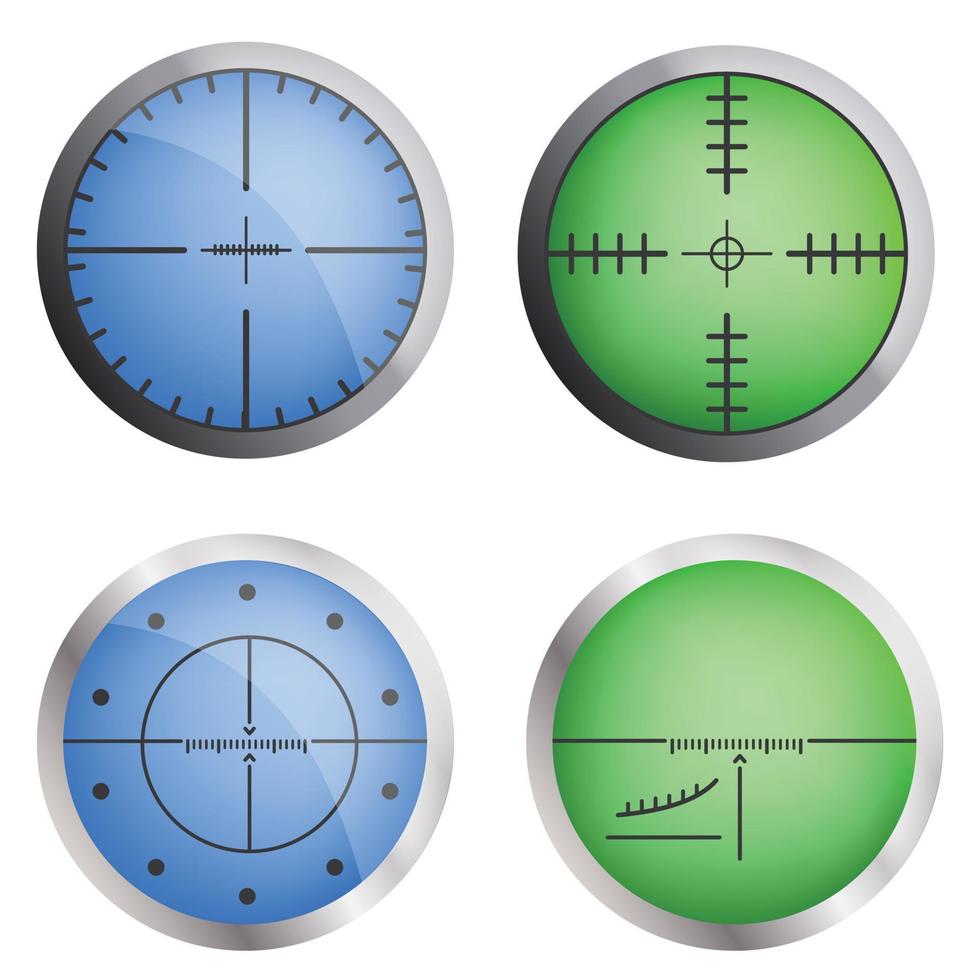 Crosshair target icon set, realistic style vector