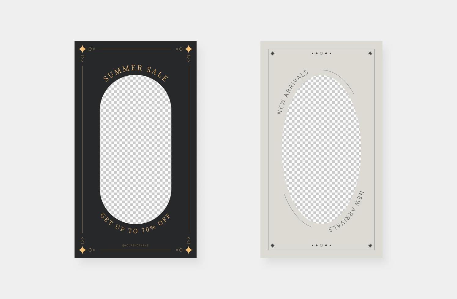 Minimalist fashion social media stories. Trendy editable social media stories template. Vector illustration.