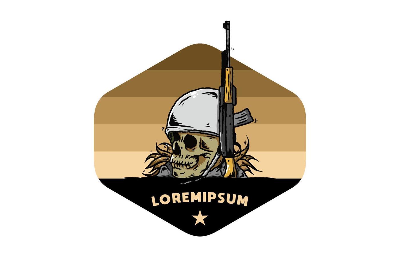 casco de calavera y soldados con ilustración de arma vector