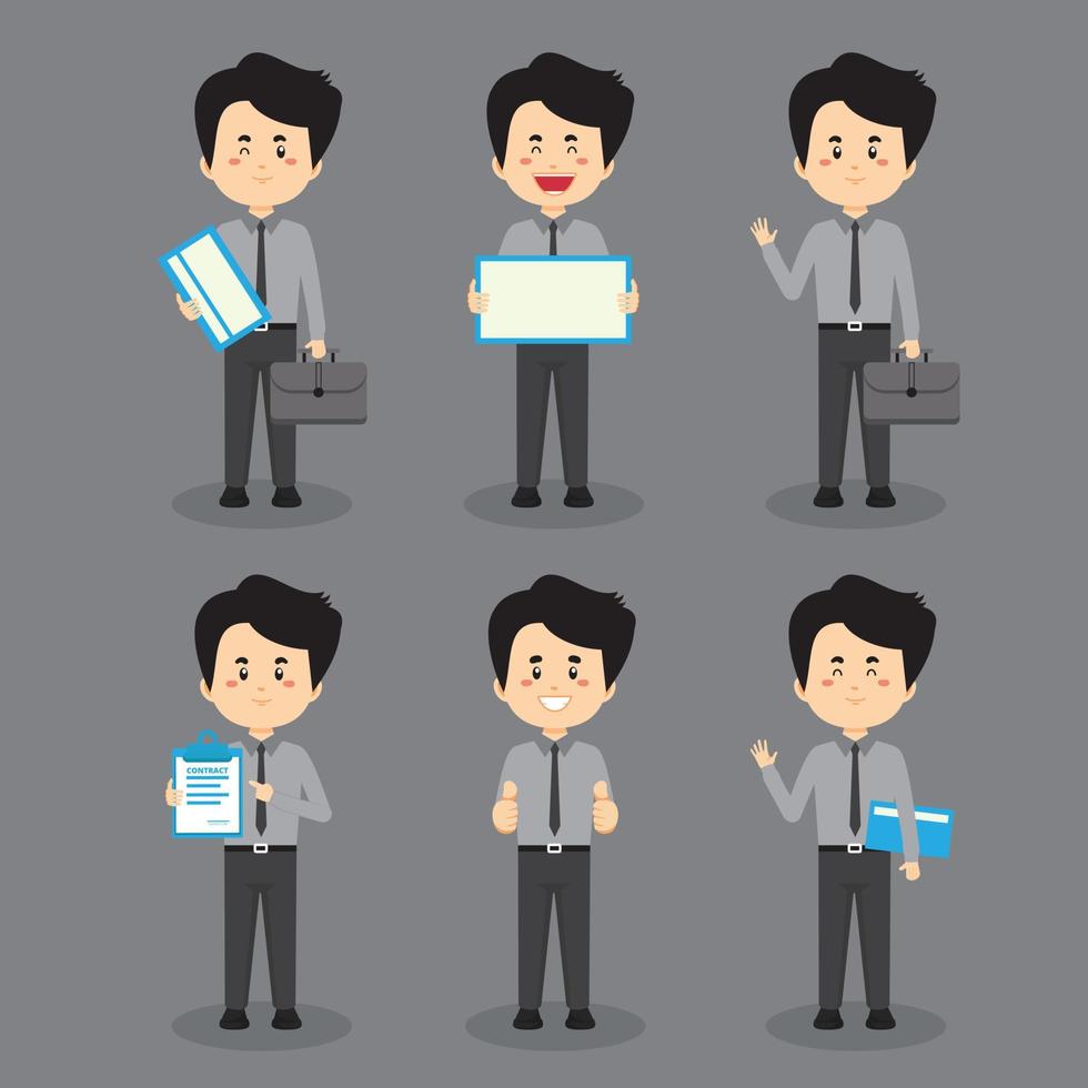 Businessman with Various Poses Expressions vector