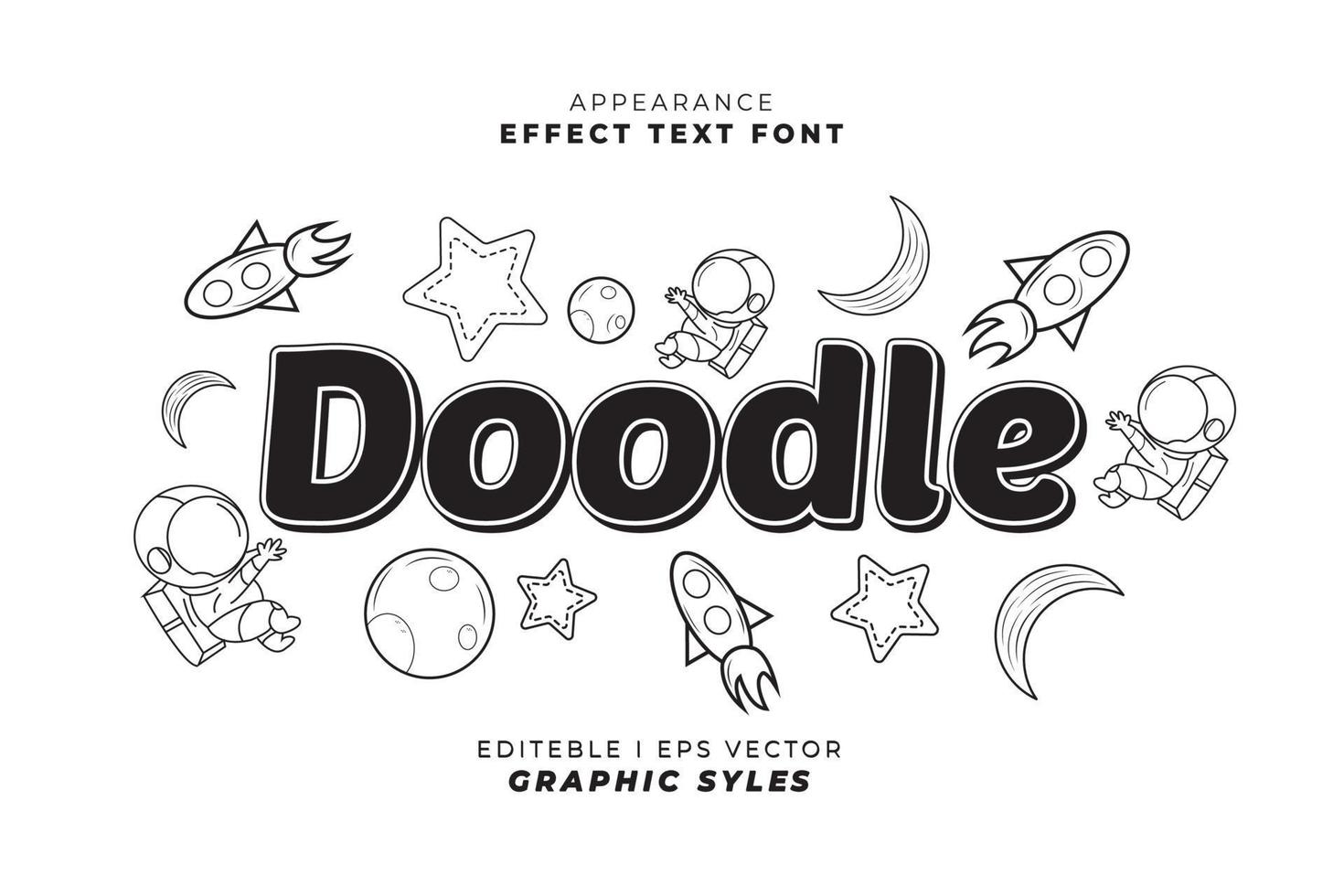 sticker font effect. Design text doodle vector
