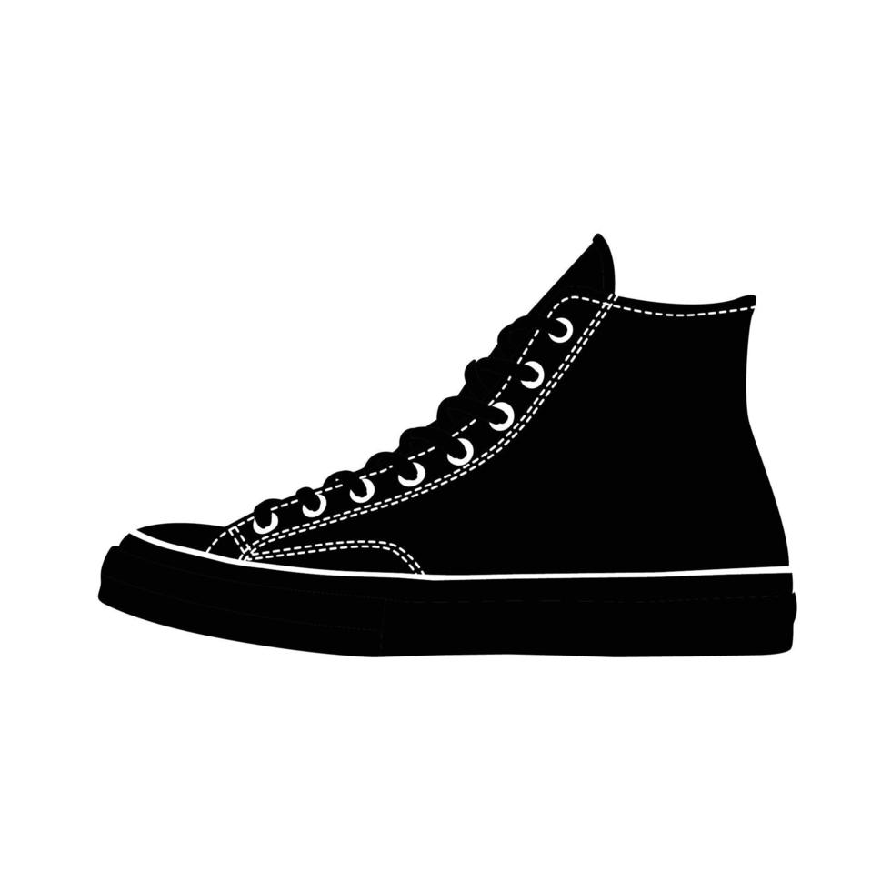 Sneakers Silhouette. Black and White Icon Design Element on Isolated White Background vector