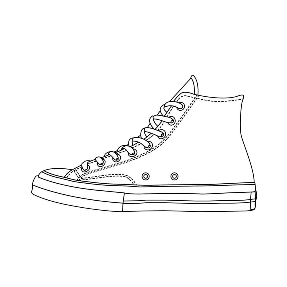 Sneakers Outline Icon Illustration on Isolated White Background vector