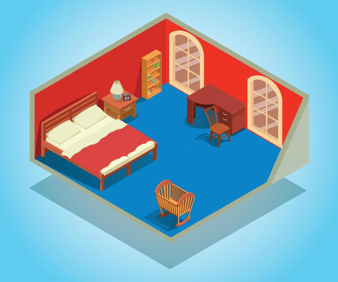 Bedchamber concept banner, isometric style vector