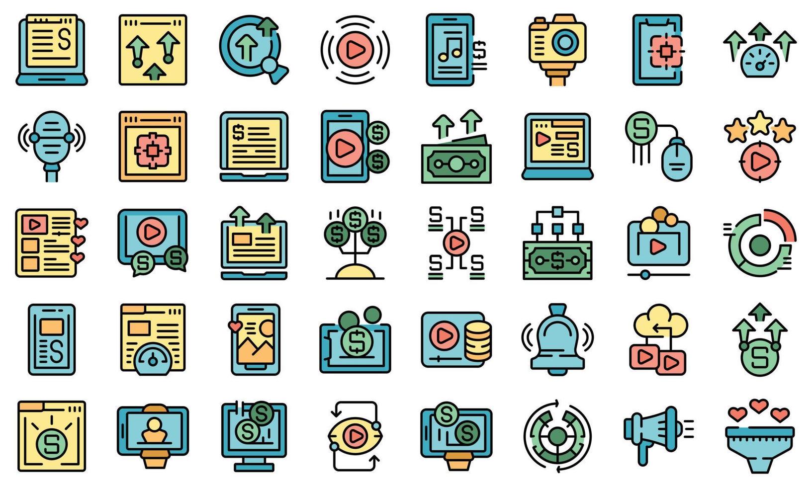 Monetization icons set vector flat