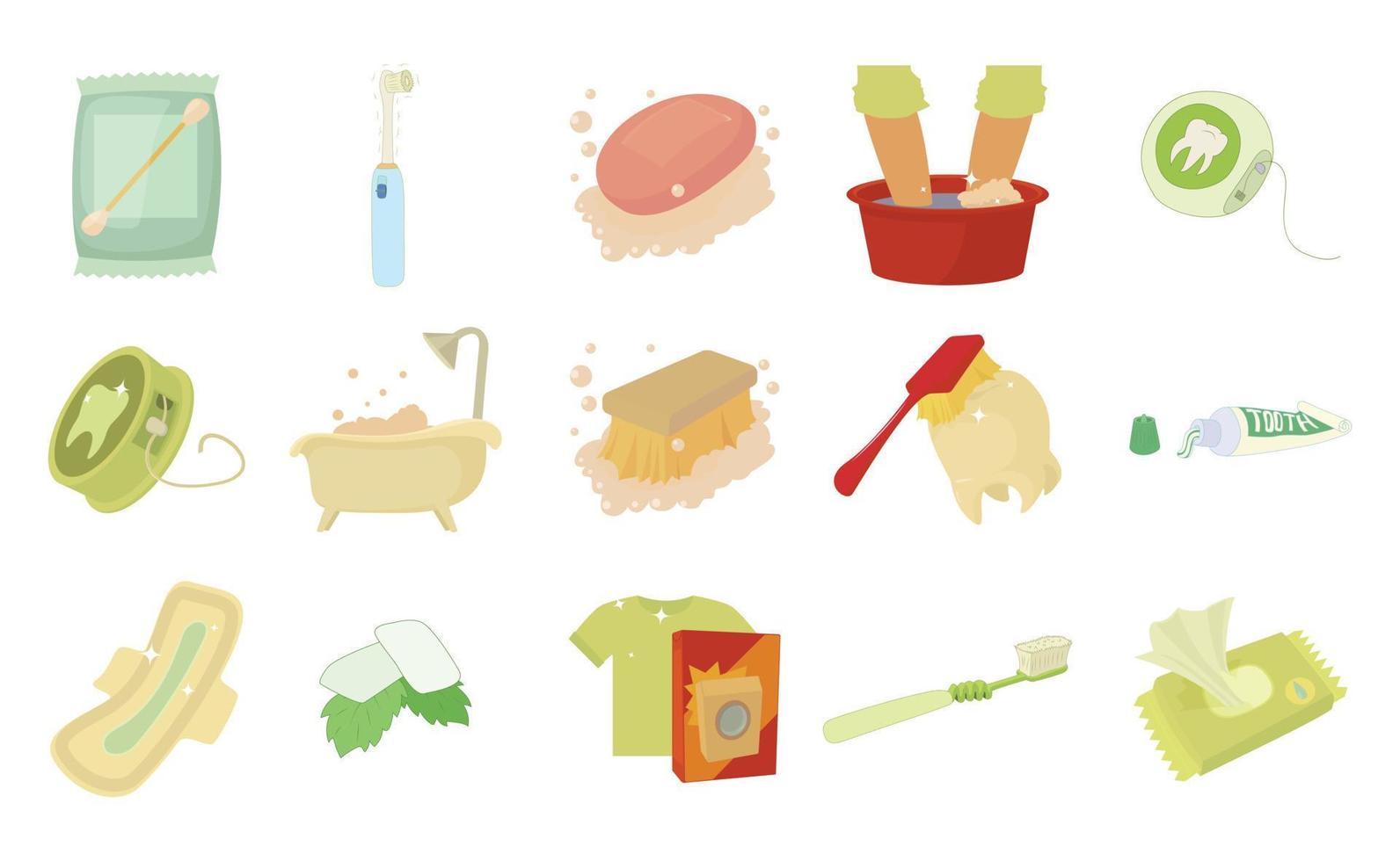 conjunto de iconos de higiene personal, estilo de dibujos animados vector