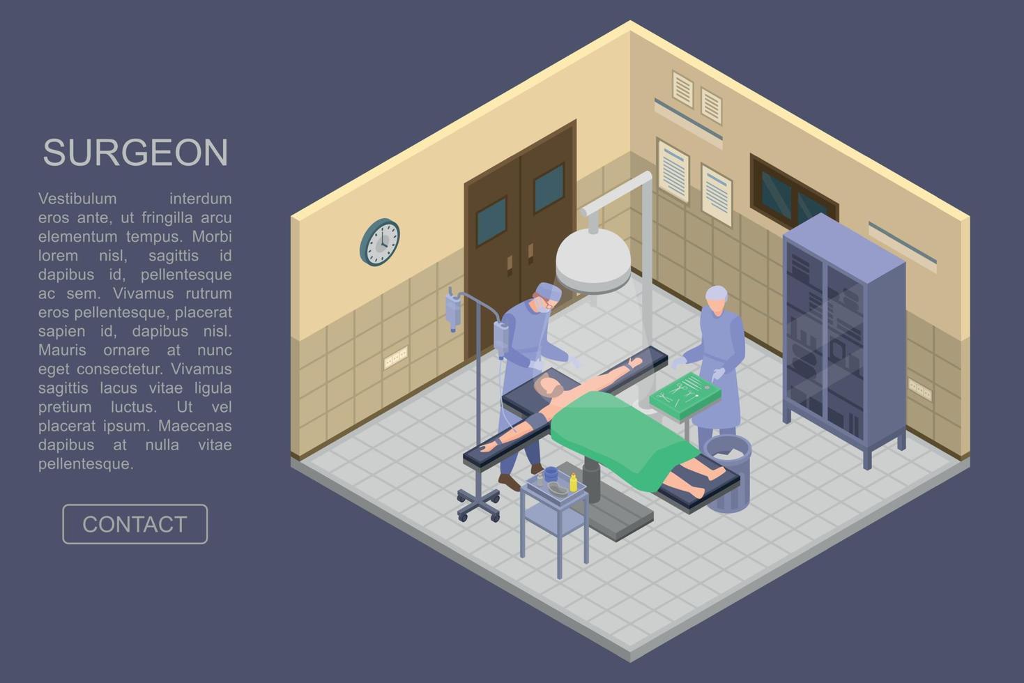 Surgeon room concept banner, isometric style vector