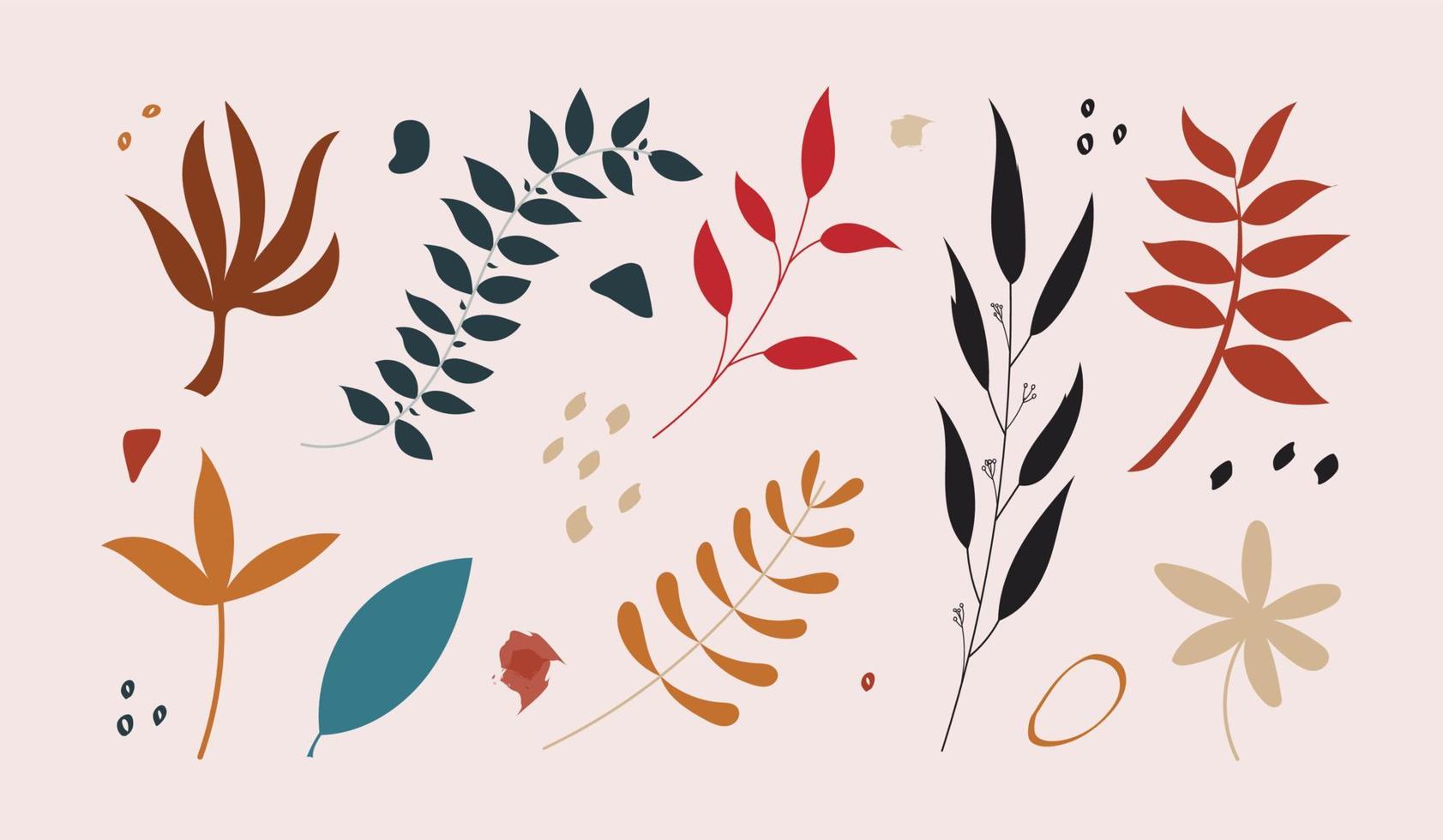 Abstract flower vector collection. cute floral clipart illustration.