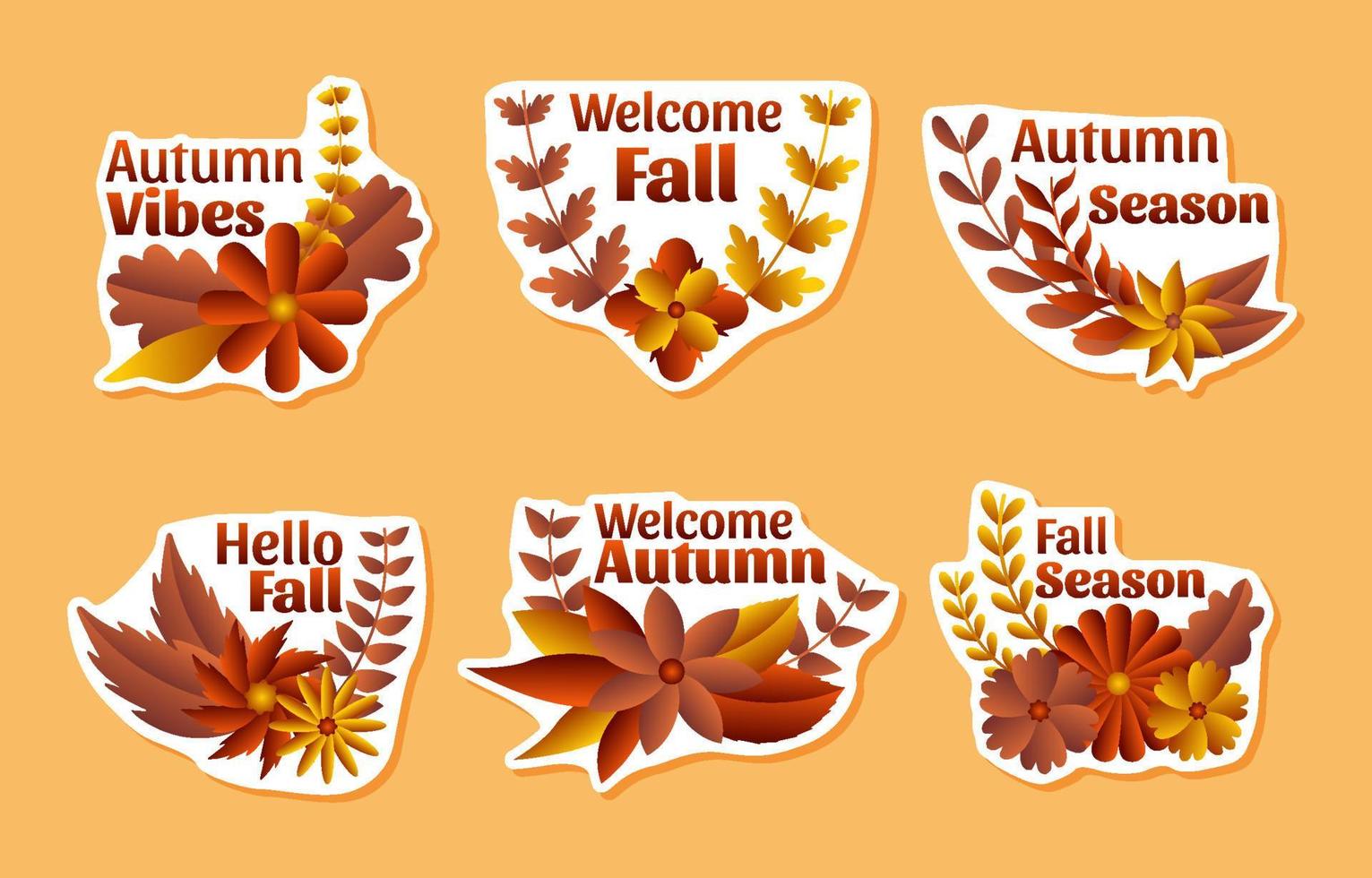 Set of Fall Floral Sticker Pack vector