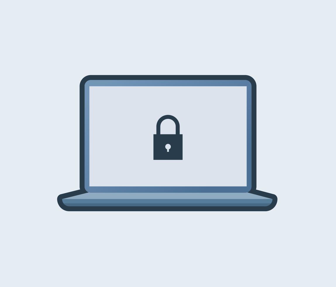 Laptop with Security Privacy Lock Safe from Hacker or Malware Vector Concept Illustration