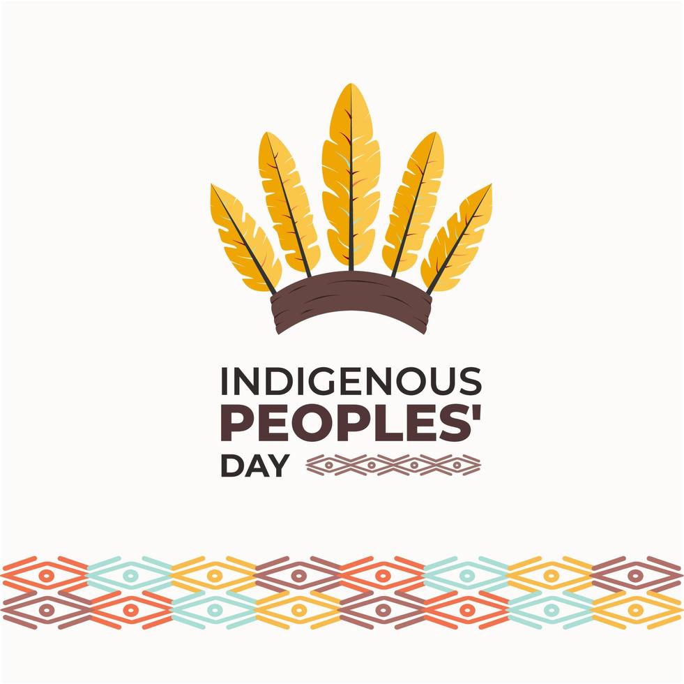 Indigenous Peoples' Day Poster Background Vector Concept with Headgear War Bonnet and Pattern