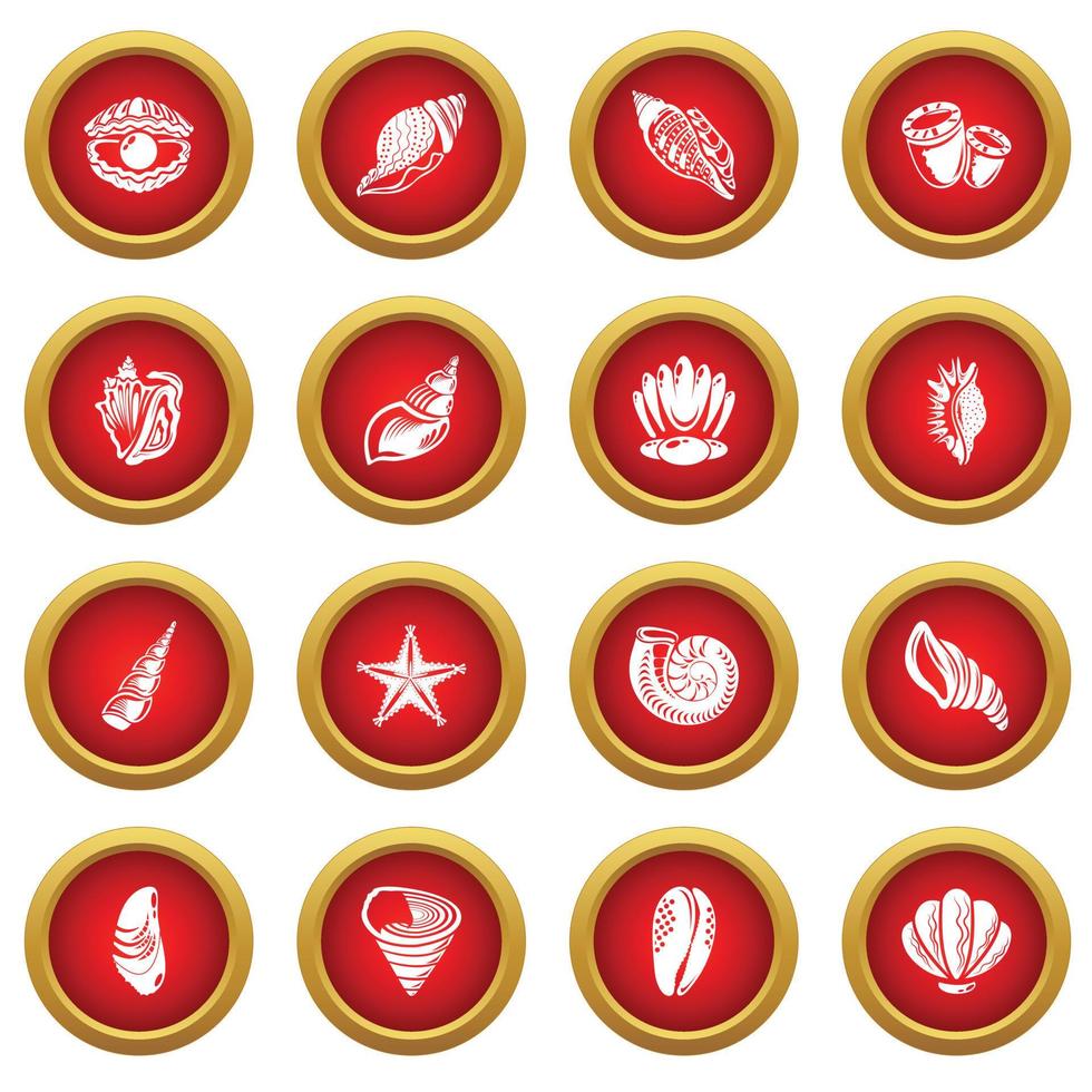 Tropical sea shell icons set, simple style vector