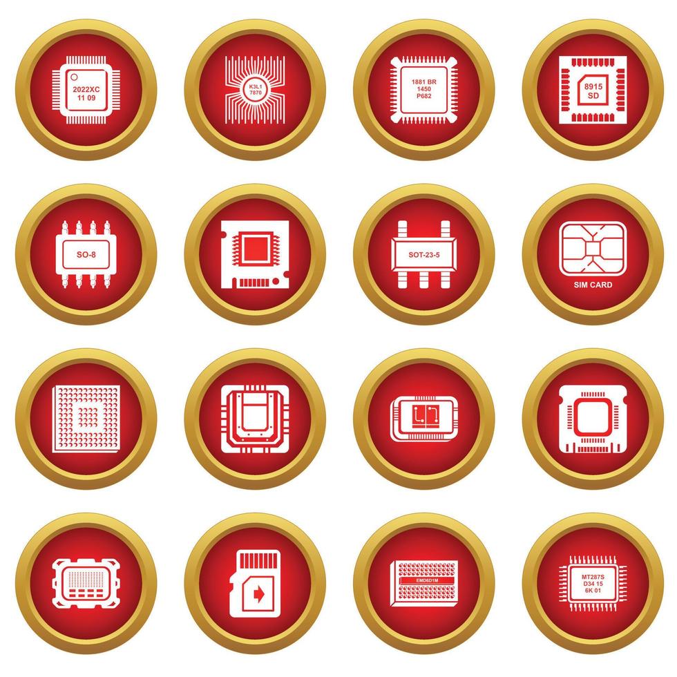 Computer chips icons set, simple style vector