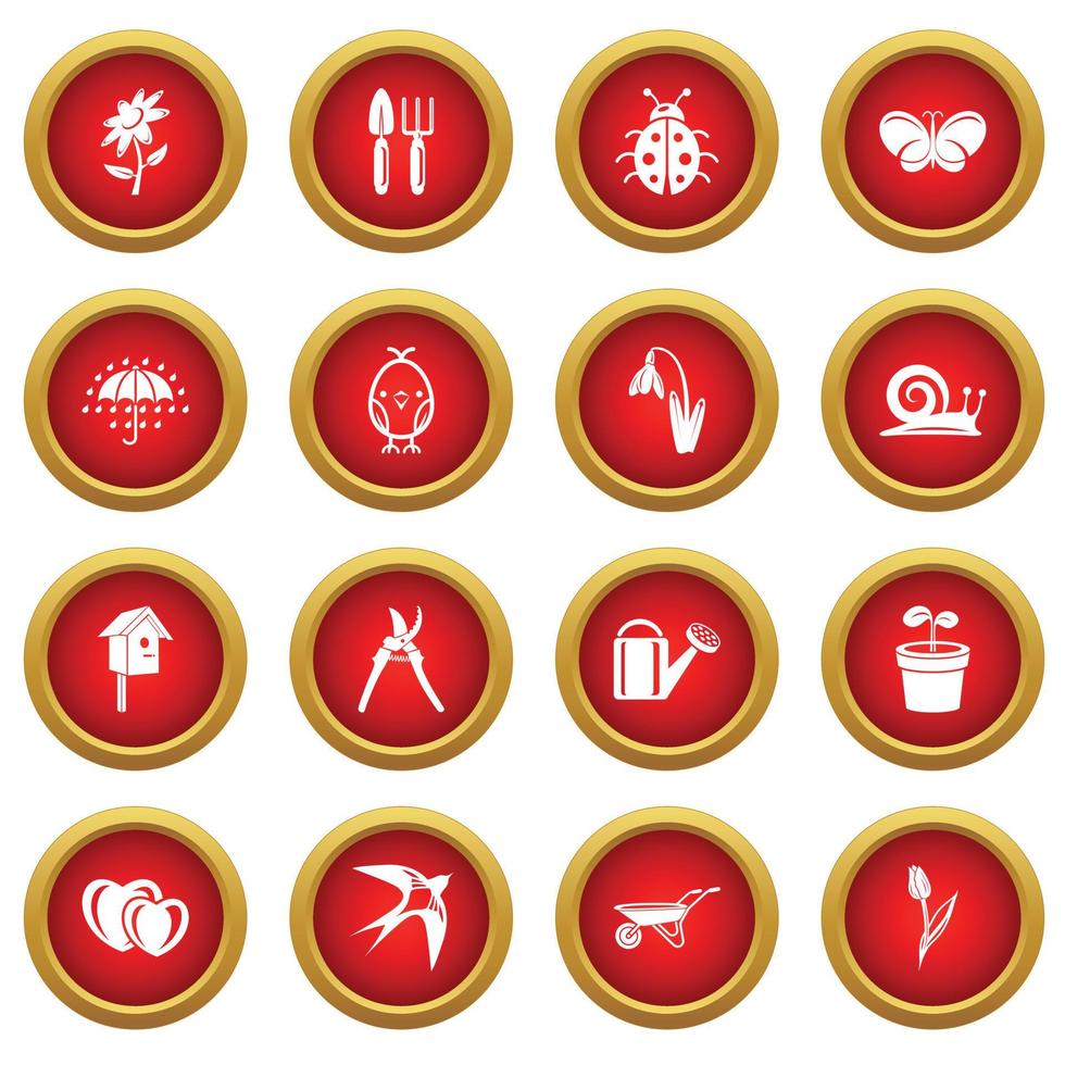 Spring icons set, simple style vector