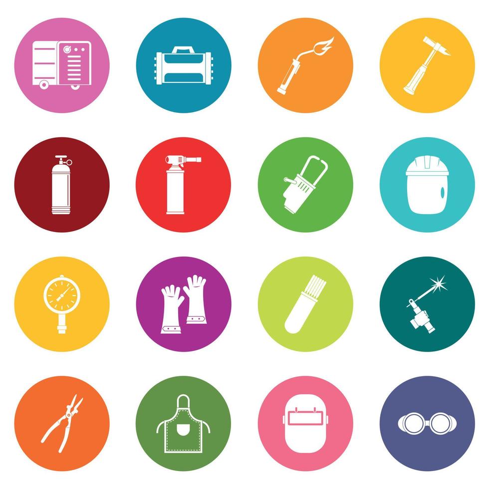 Welding icons many colors set vector