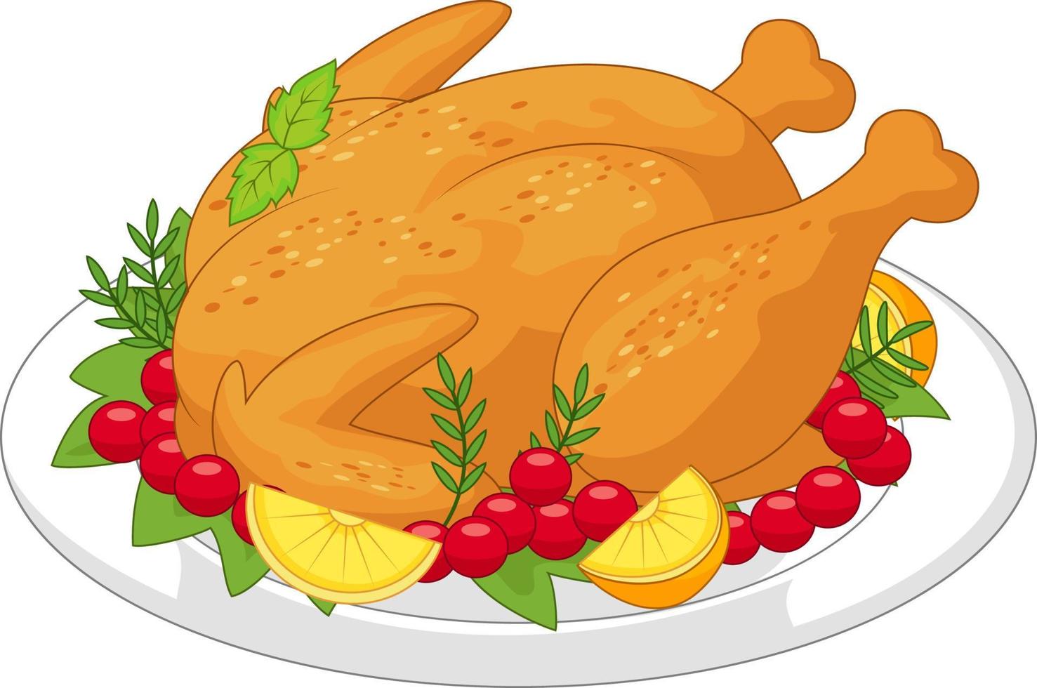 Cartoon roasted chicken vector