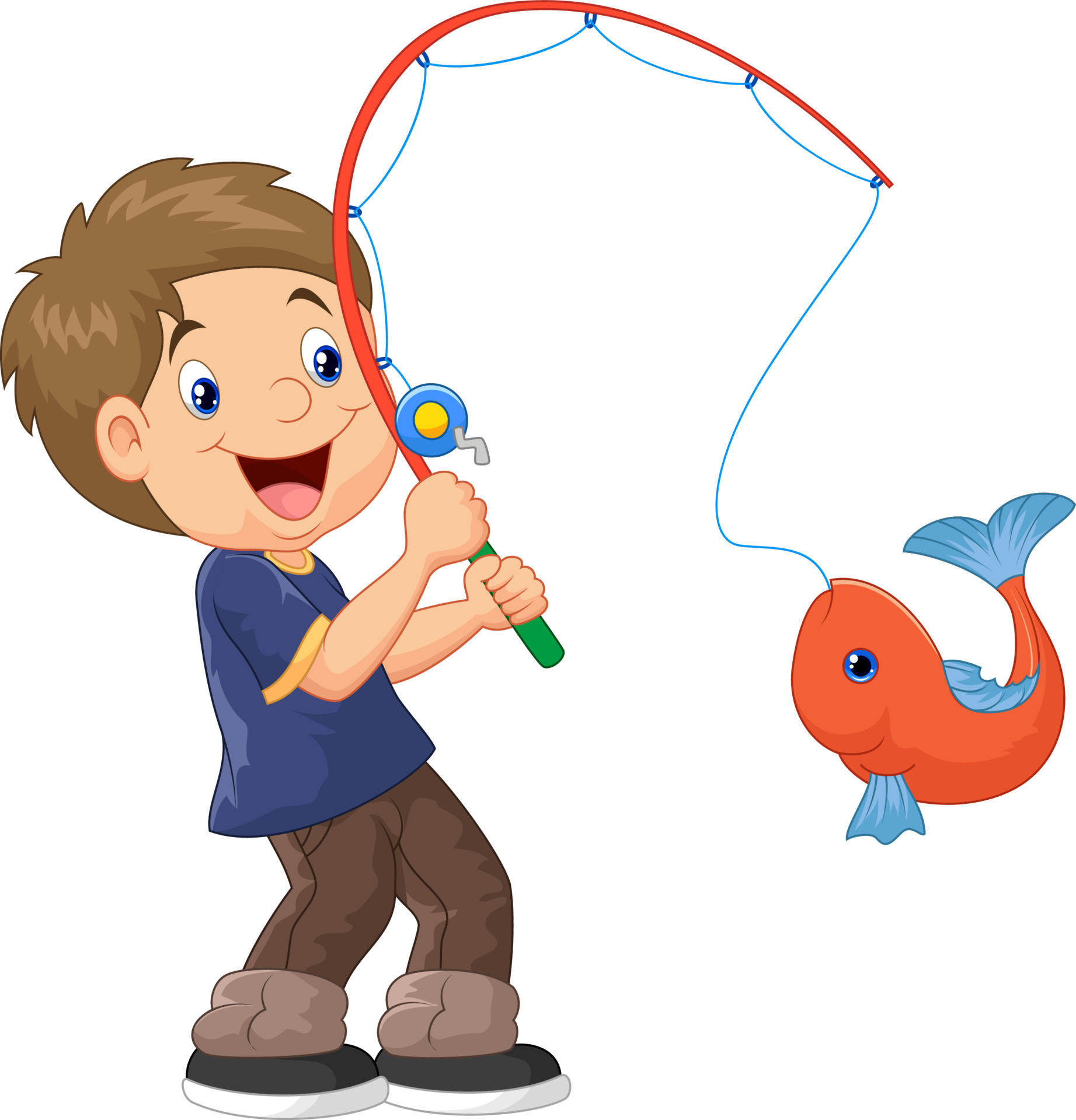 Illustration of Cartoon Boy fishing 8604909 Vector Art at Vecteezy