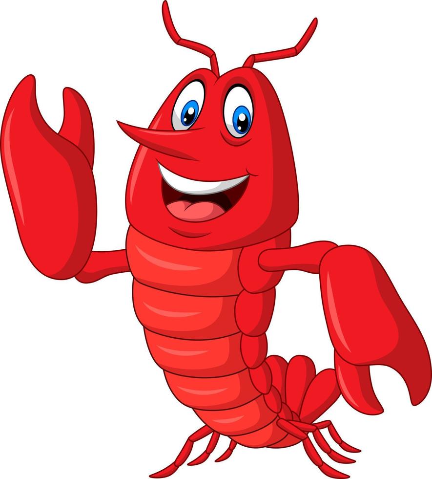 Cartoon lobster waving on white background vector