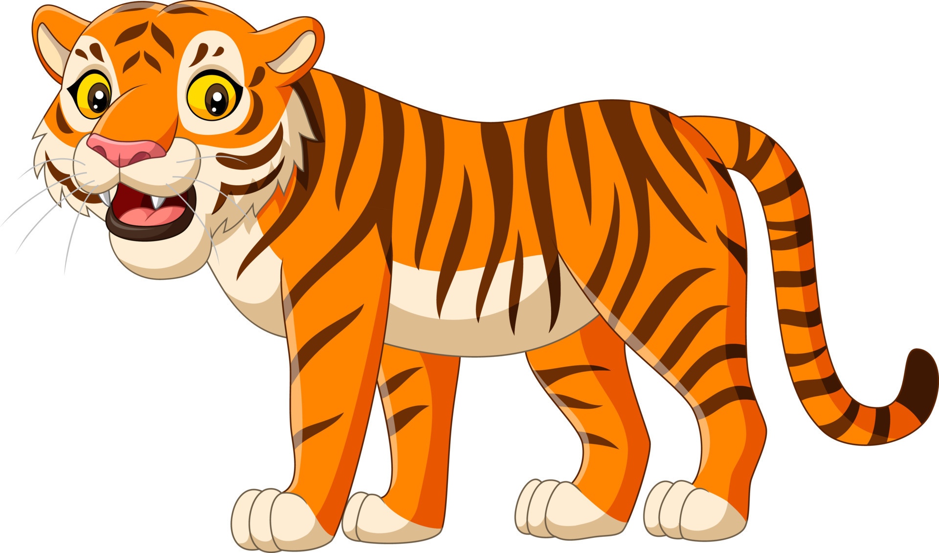 Cartoon tiger roaring on white background 8604941 Vector Art at Vecteezy
