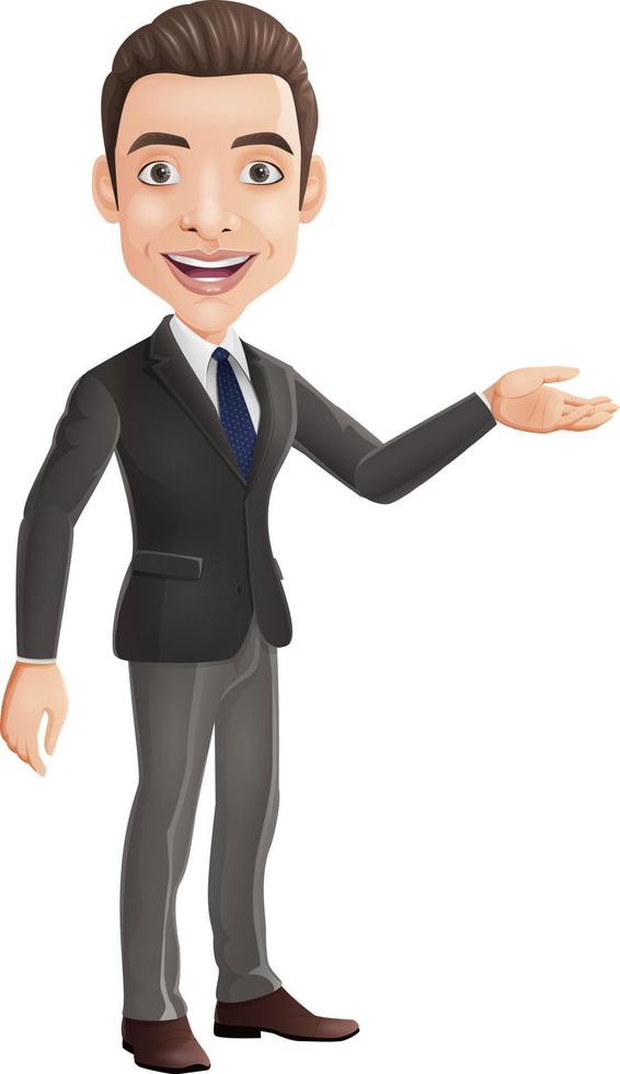 Cartoon businessman showing hand gesture sideways away vector