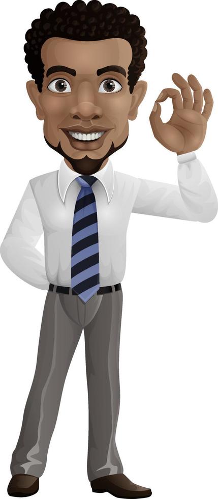 Cartoon businessman showing OKAY sign vector