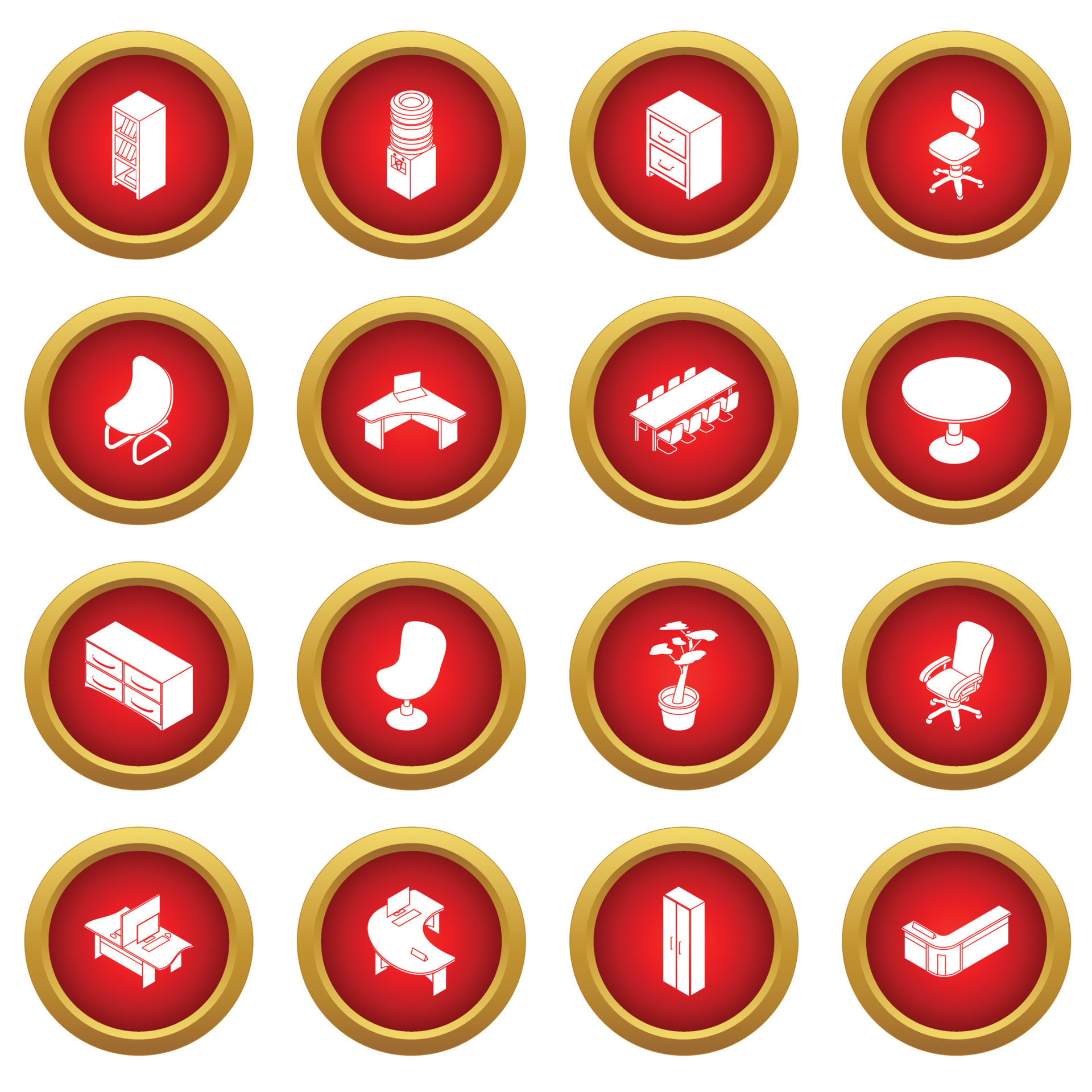 Office furniture icons set, simple isometric style 8605019 Vector Art at Vecteezy