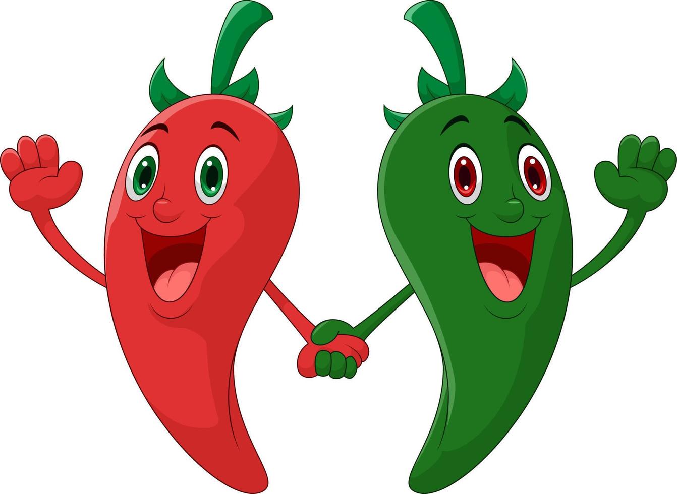 Red and green pepper holding hand vector