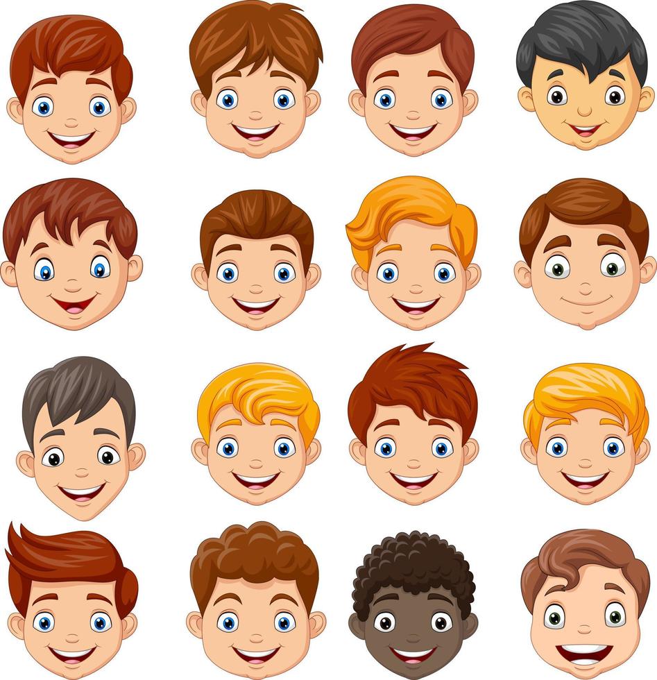 Set of cartoon children head vector