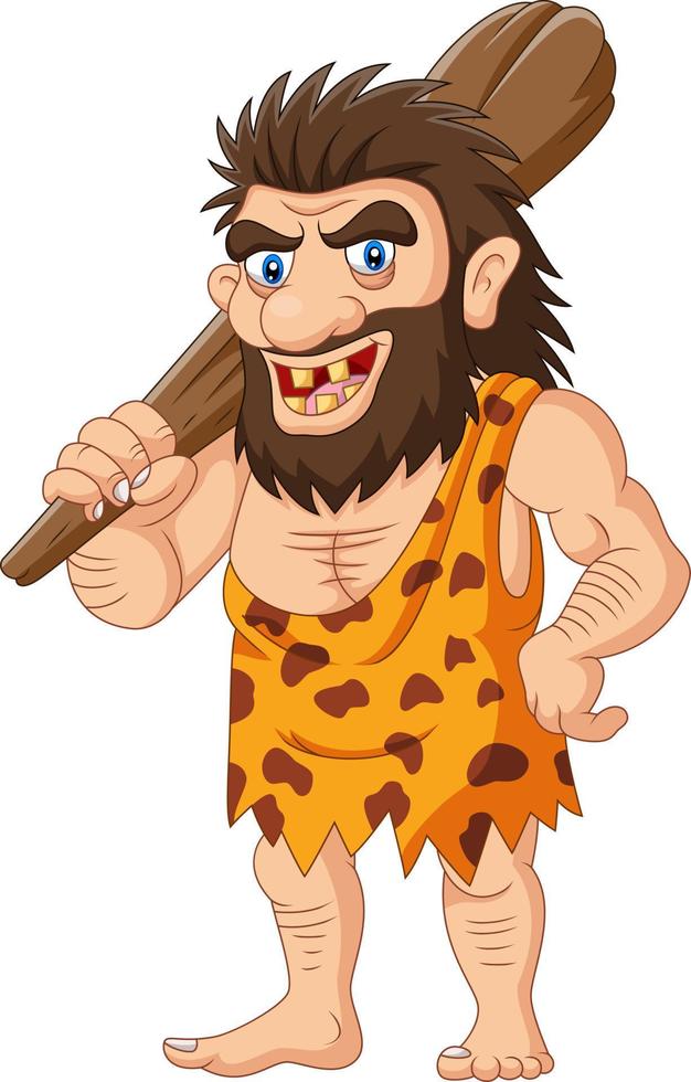 Cartoon caveman holding a club vector