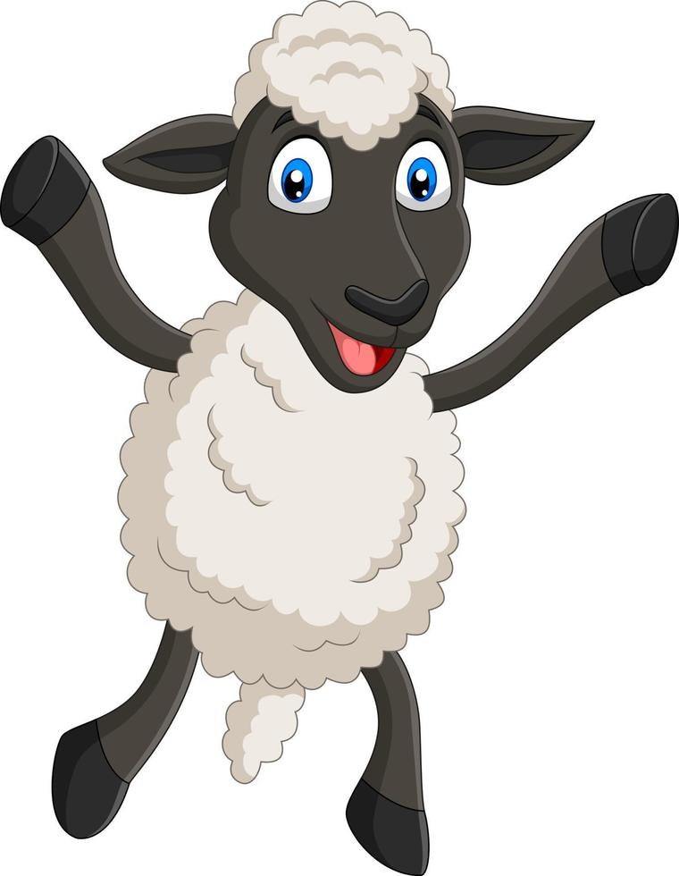 Cute sheep cartoon posing isolated on white background vector