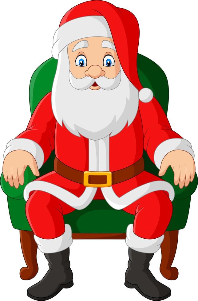 dibujos animados de santa claus sentado en una silla vector