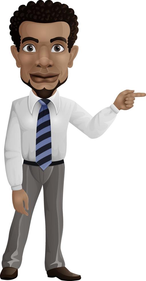 African businessman pointing his finger to the right vector