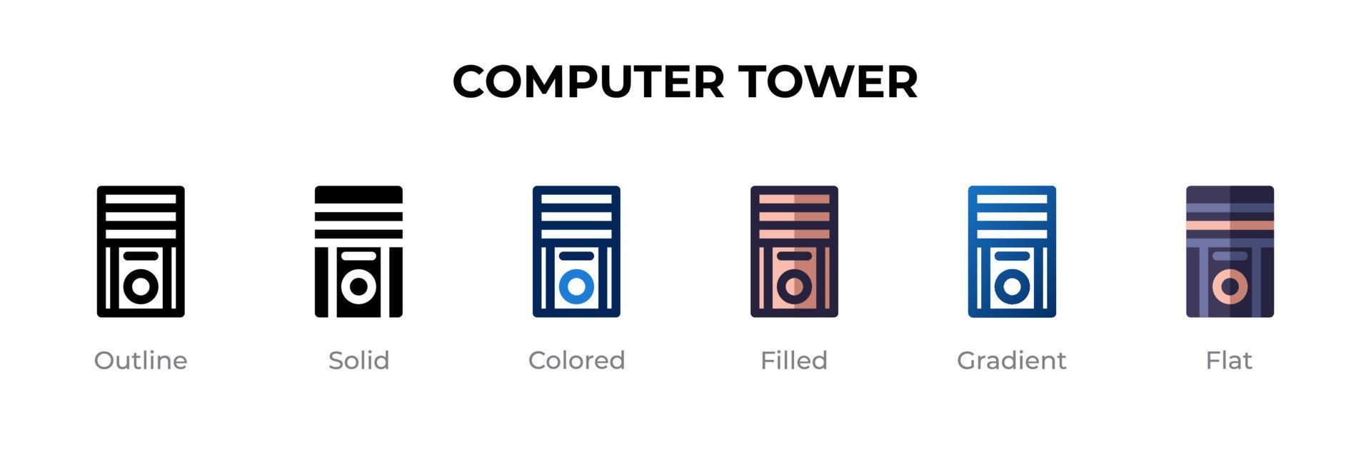 Computer Tower icon in different style. Computer Tower vector icons