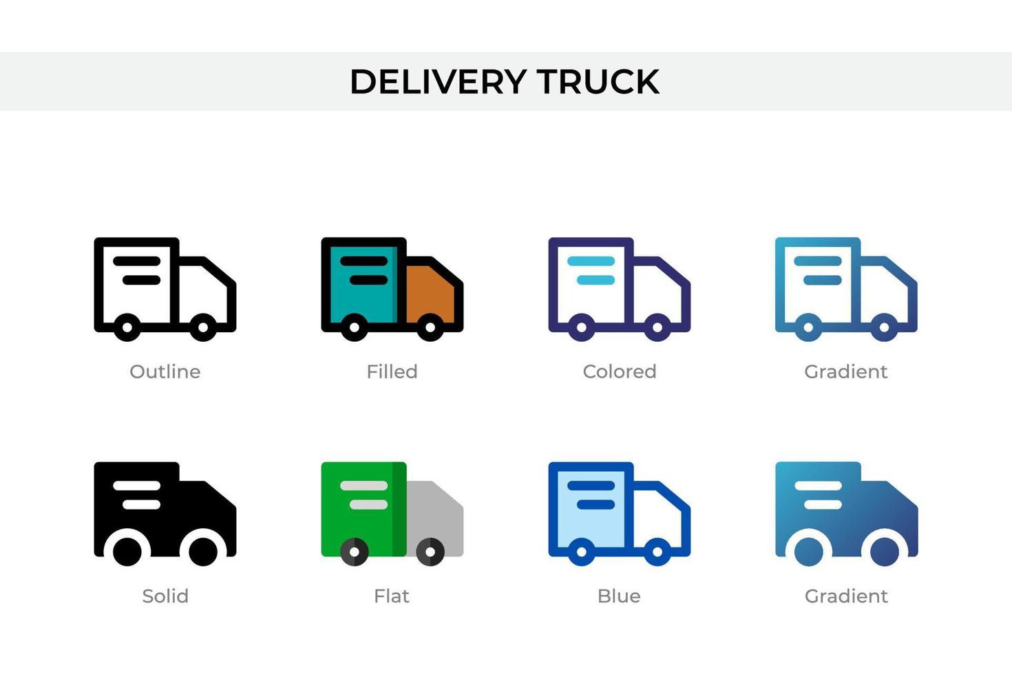 Delivery Truck icon in different style. Delivery Truck vector icons designed in outline, solid, colored, filled, gradient, and flat style. Symbol, logo illustration. Vector illustration