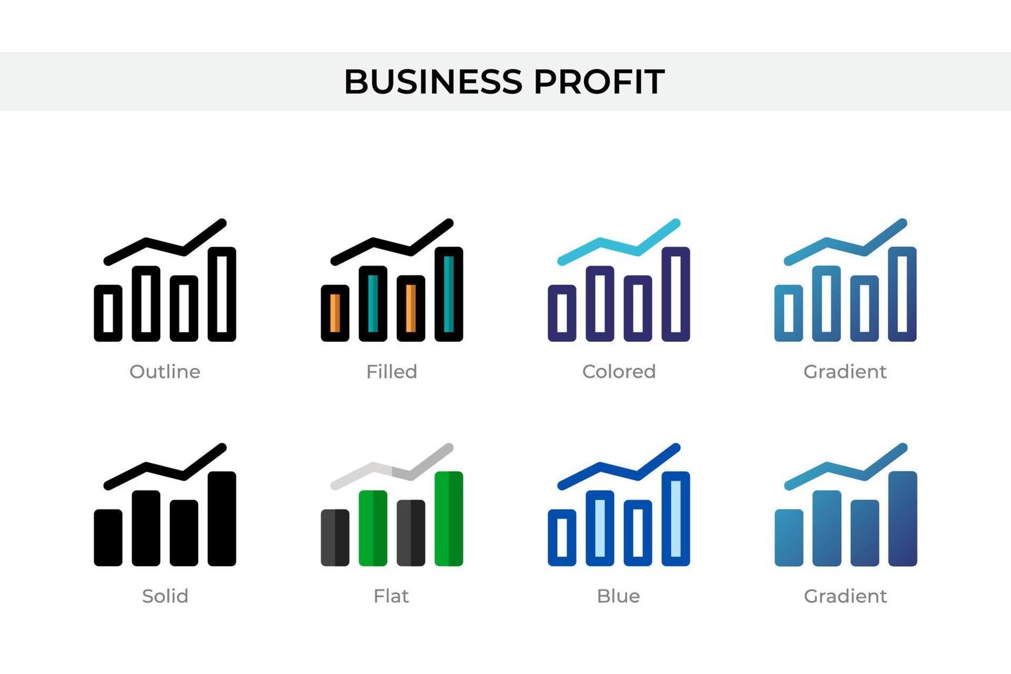 Business Profit icon in different style. Business Profit vector icons designed in outline, solid, colored, filled, gradient, and flat style. Symbol, logo illustration. Vector illustration