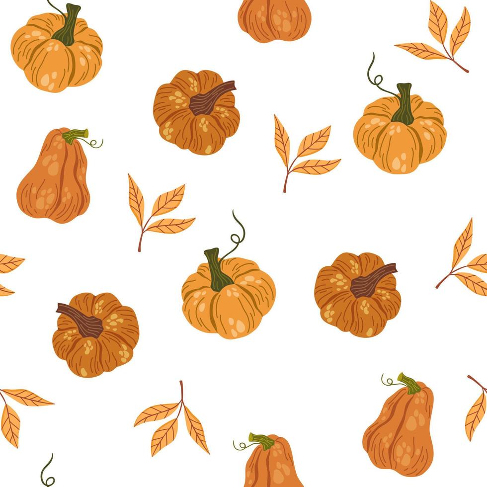 patrón sin costuras de calabazas. decoración de otoño, otoño, acción de  gracias y halloween. formas de