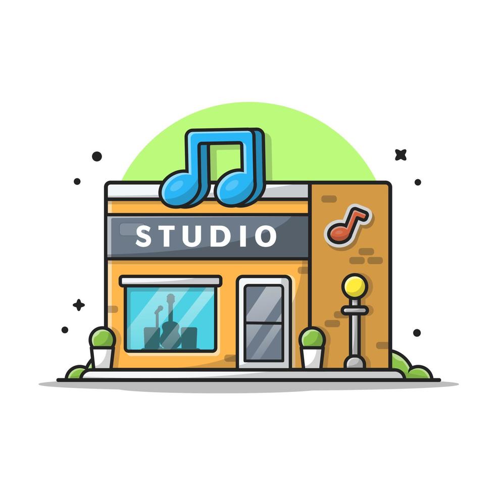 Modern Recording Industry Studio Building Architecture  Cartoon Vector Icon Illustration. Building Art Icon Concept  Isolated Premium Vector. Flat Cartoon Style