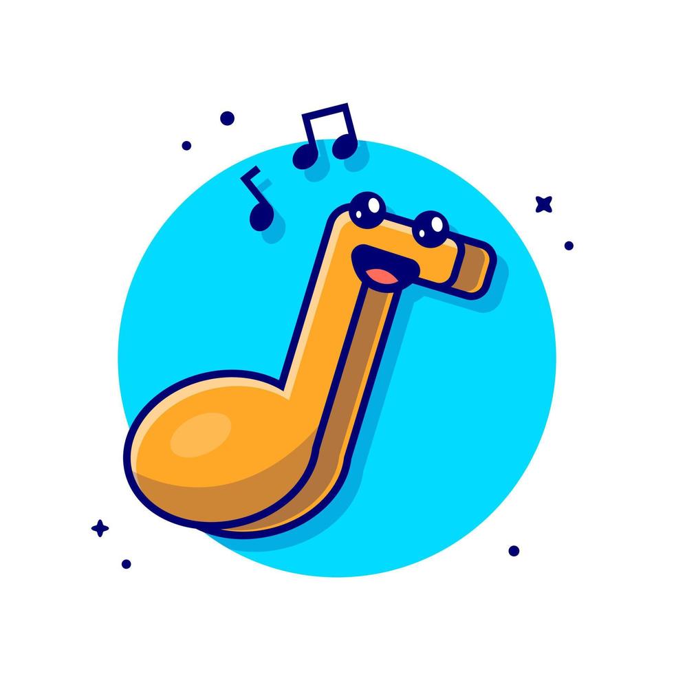 Cute Kawaii Music Note Cartoon Vector Icon Illustration.  Recreation Object Icon Concept Isolated Premium Vector.  Flat Cartoon Style