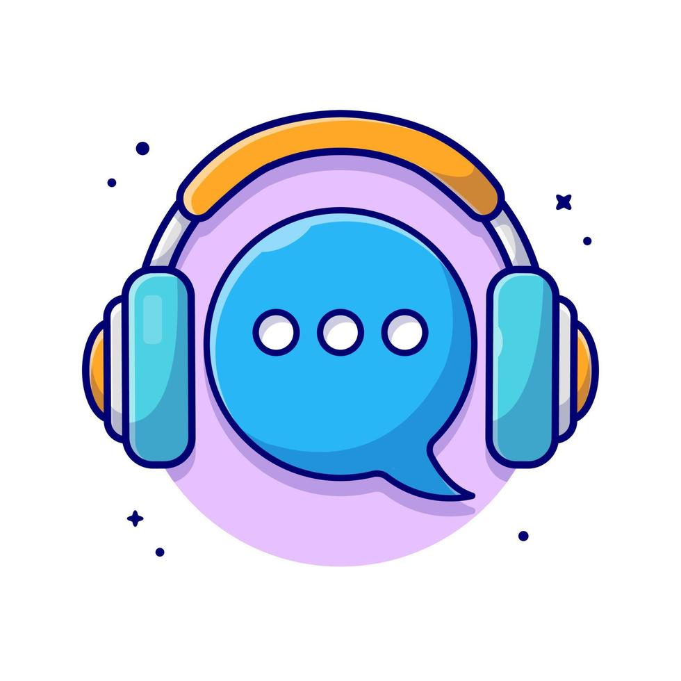 Speech Bubble with Headphones Music Cartoon Vector Icon  Illustration. Recreation Technology Icon Concept Isolated  Premium Vector. Flat Cartoon Style